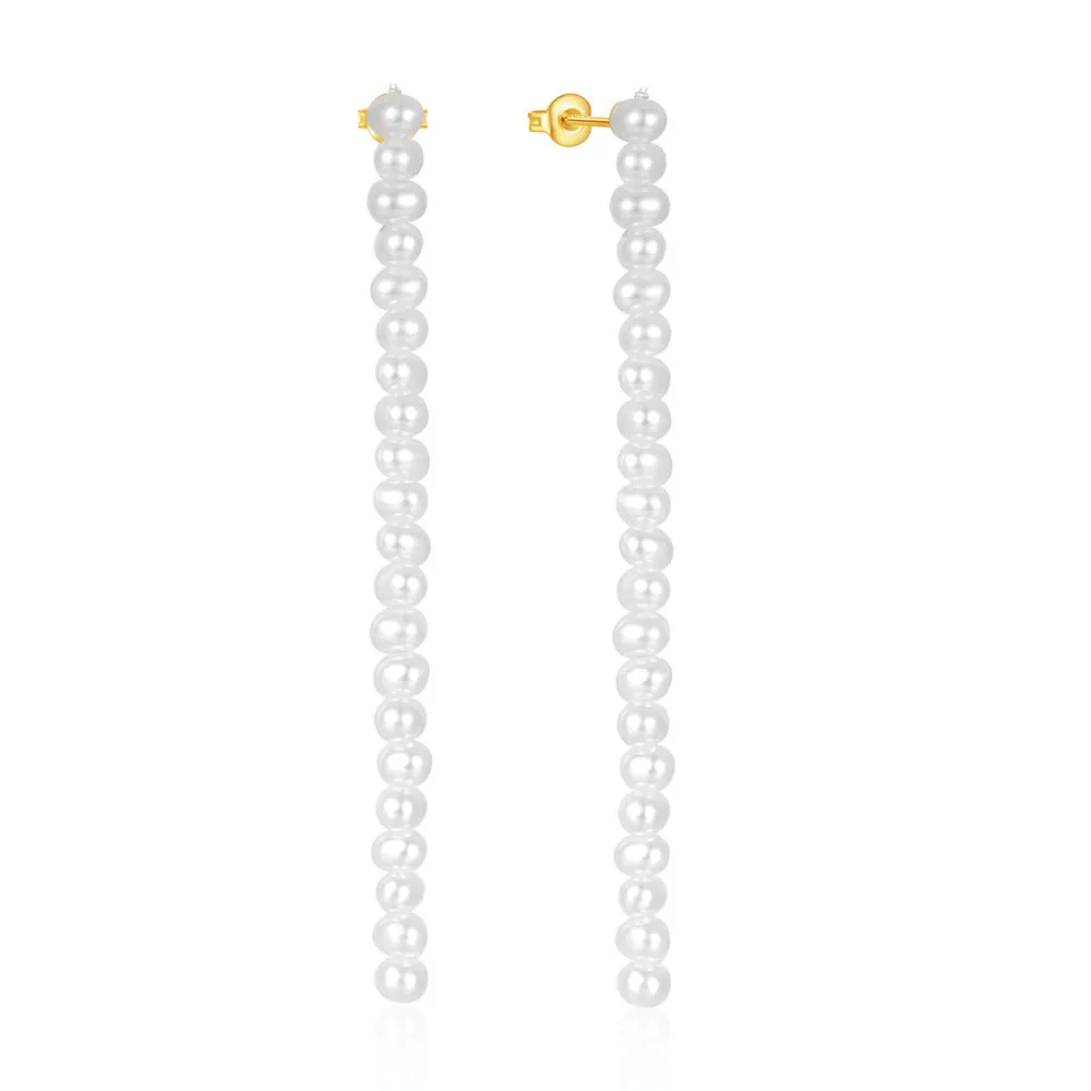 Sterling Silver Pearl Strand Drop Earrings for Women