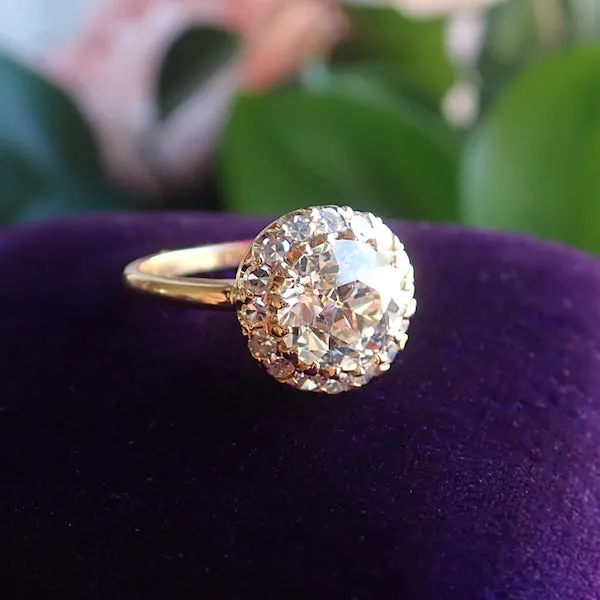 Vintage Diamond Engagement Ring, Old Euro 2.16ct